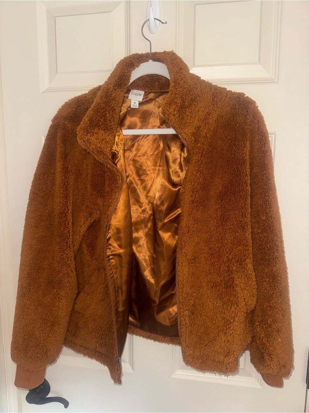 🐻✨J.Crew Teddy Fleece Jacket | Brown Sherpa Full Zip | Size Medium ✨ - Picture 2 of 8